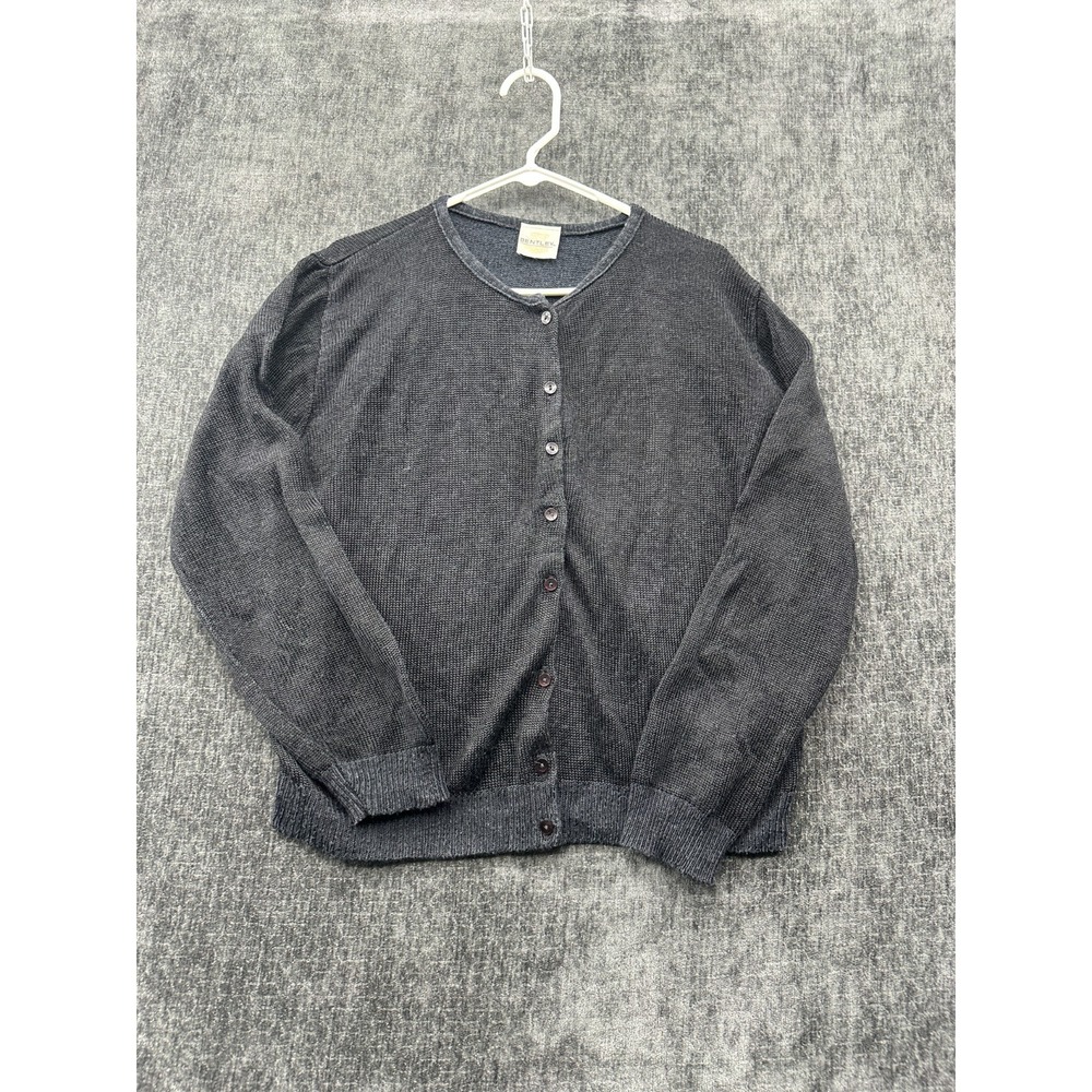TR Bentley Cardigan Sweater Womens Medium Gray Cotton‎ Tight Knit Ribbed Winter